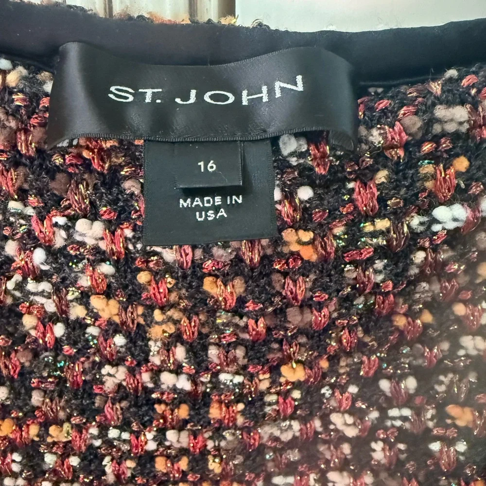 St. John Black and Red Tweed Pencil Skirt - Picture 2 of 3